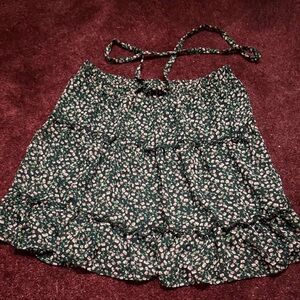 Sienna Sky Floral Print Skirt with Pink and Green Accents and ruffles